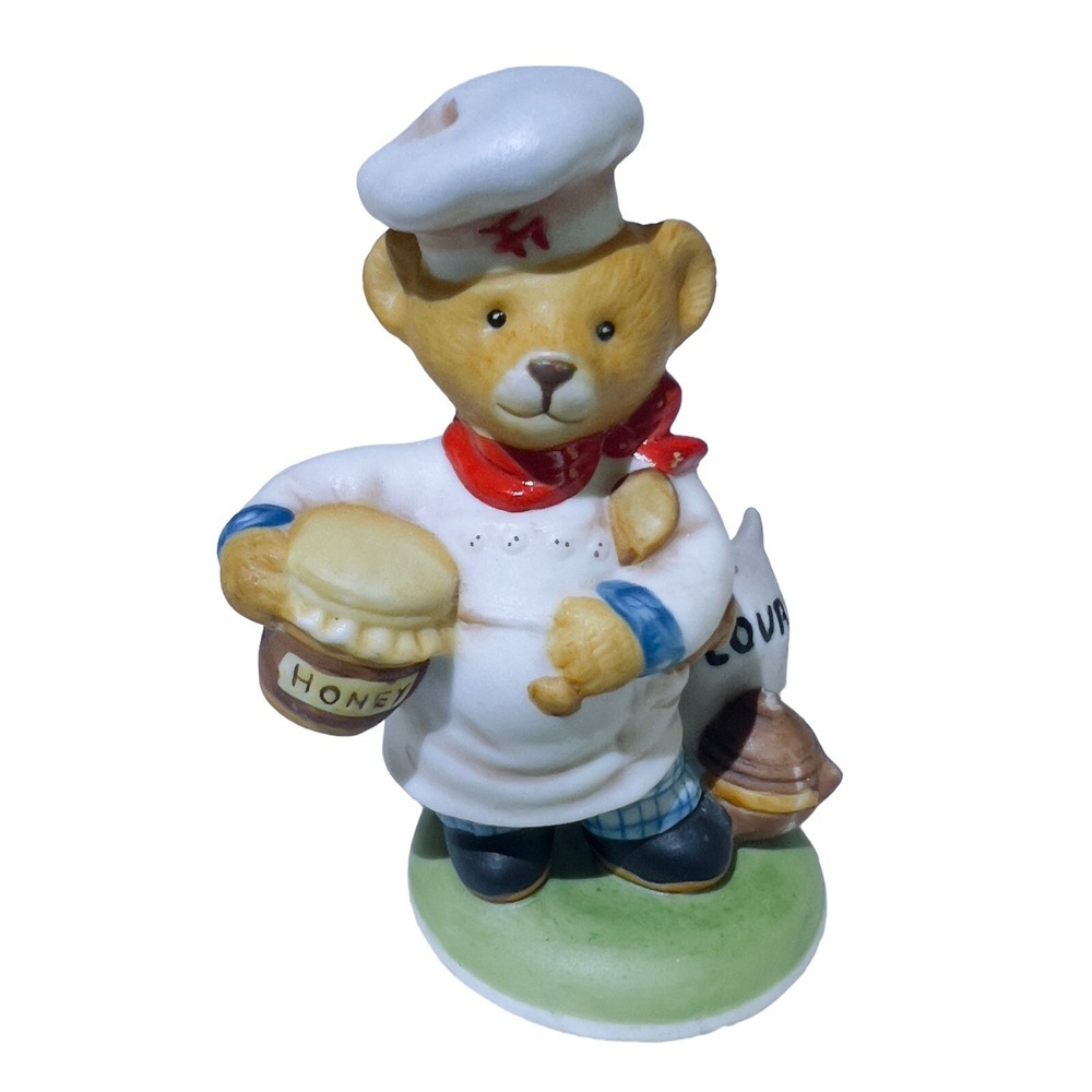 VTG 1986 The Franklin Mint Fine Porcelain 3.5" Chef Pierre Bear Crafted Thailand